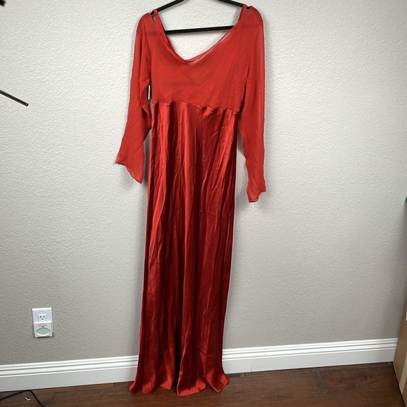 NWT Beare Park Layered Silk Satin And Georgette Maxi Dress Orange Sz AU 14 US 10 - Picture 8 of 13